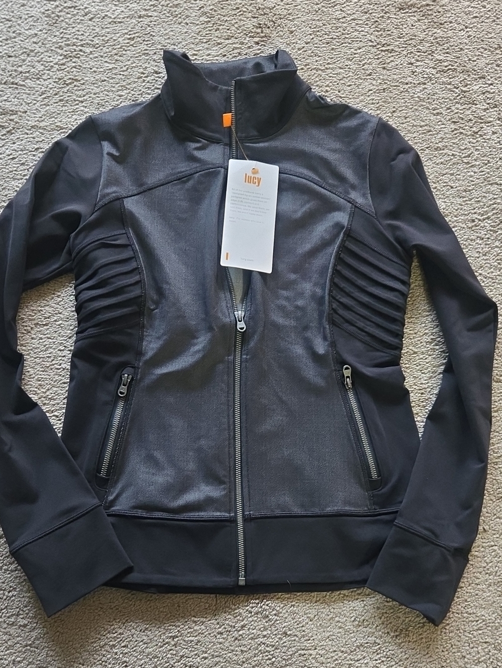 Lucy Black Sculpted Zip-Front Utility Jacket